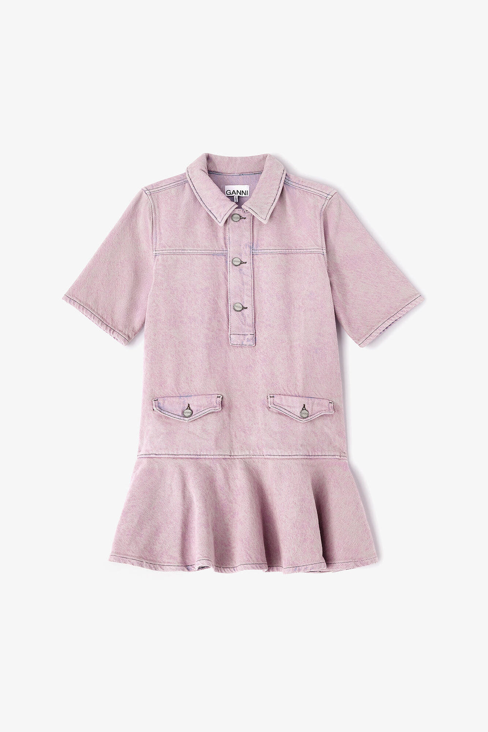 GANNI For Sale Pink Washed Denim Dress