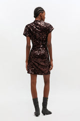 GANNI Hot Sale Brown Sequins Mini Dress