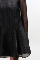 GANNI New Black Organza Circle Collar Dress