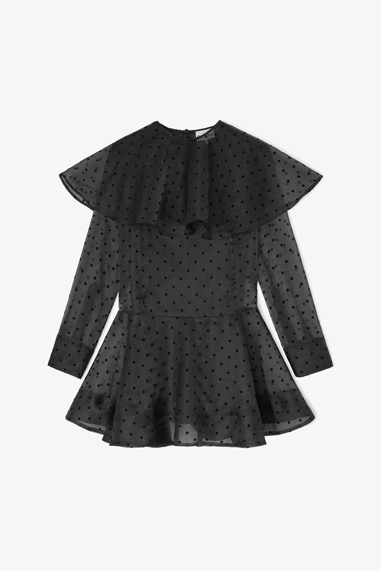 GANNI New Black Organza Circle Collar Dress