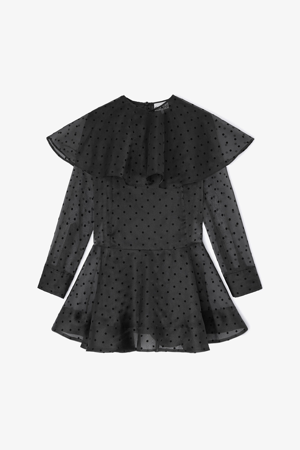 GANNI New Black Organza Circle Collar Dress
