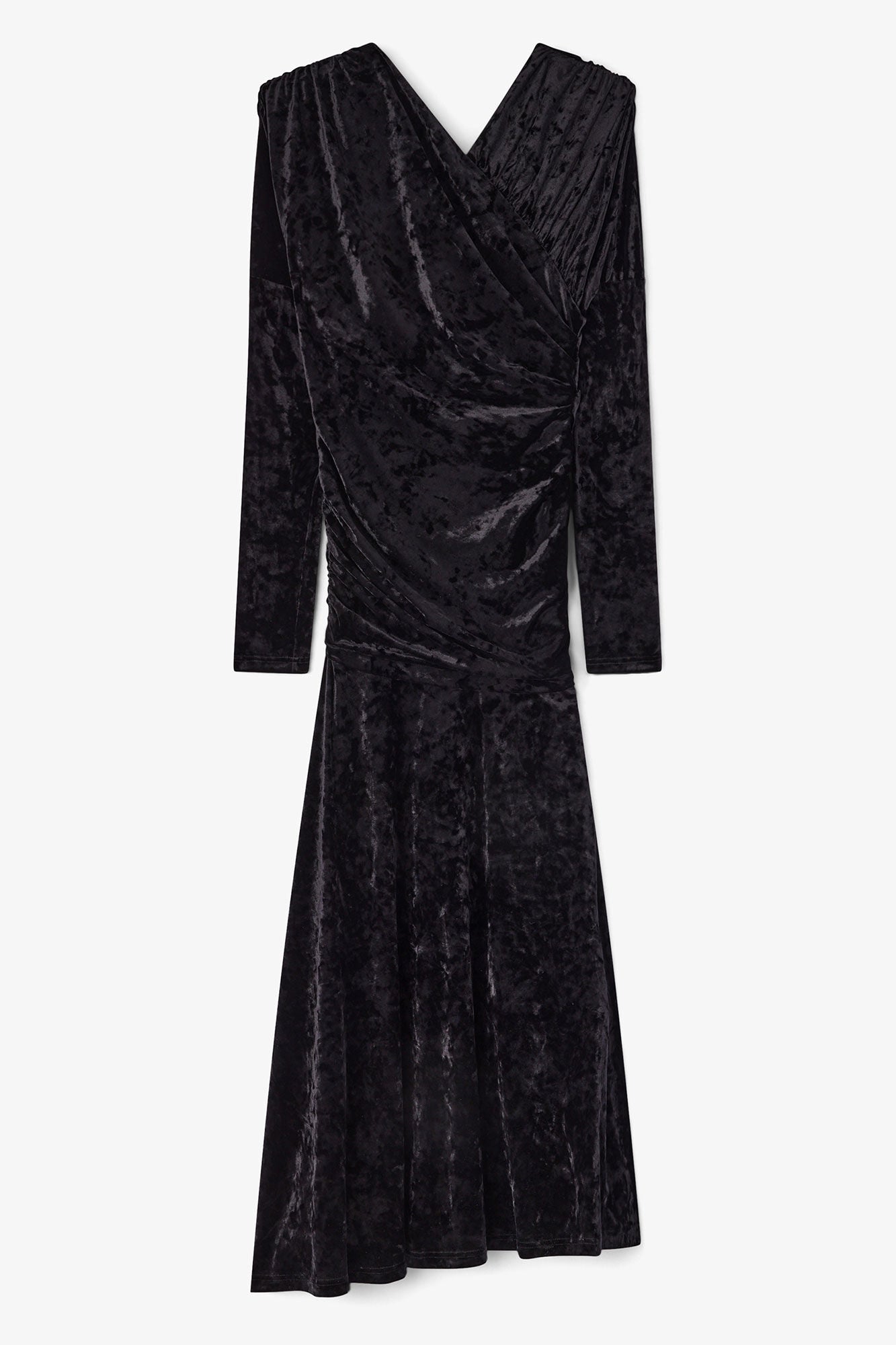 GANNI us Dress in Black Velour Ruched