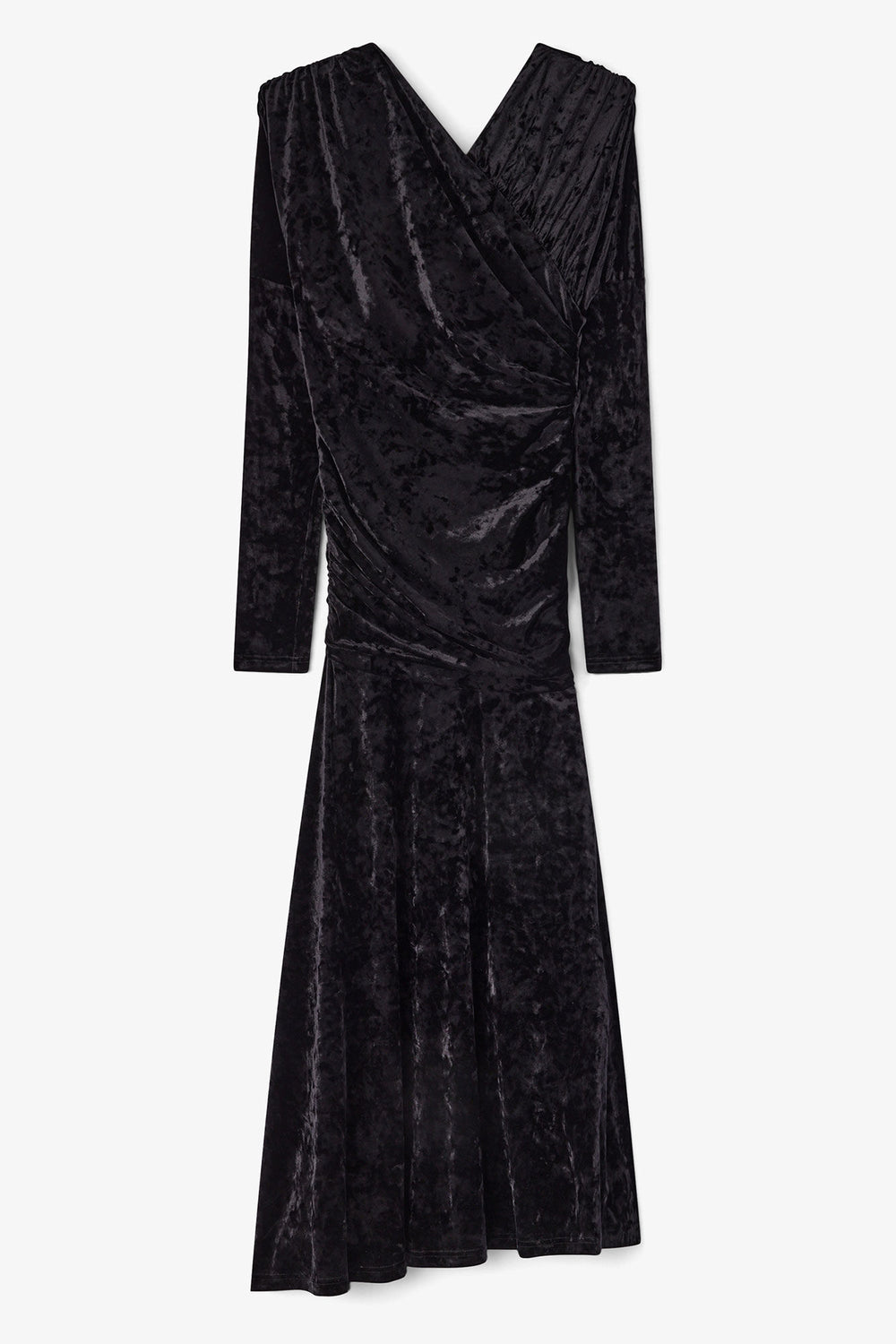 GANNI us Dress in Black Velour Ruched