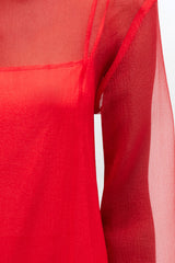 GANNI Online Red Organza Circle Collar Dress