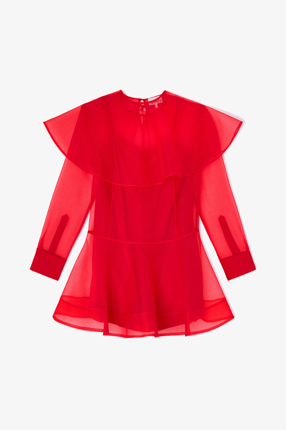 GANNI Online Red Organza Circle Collar Dress