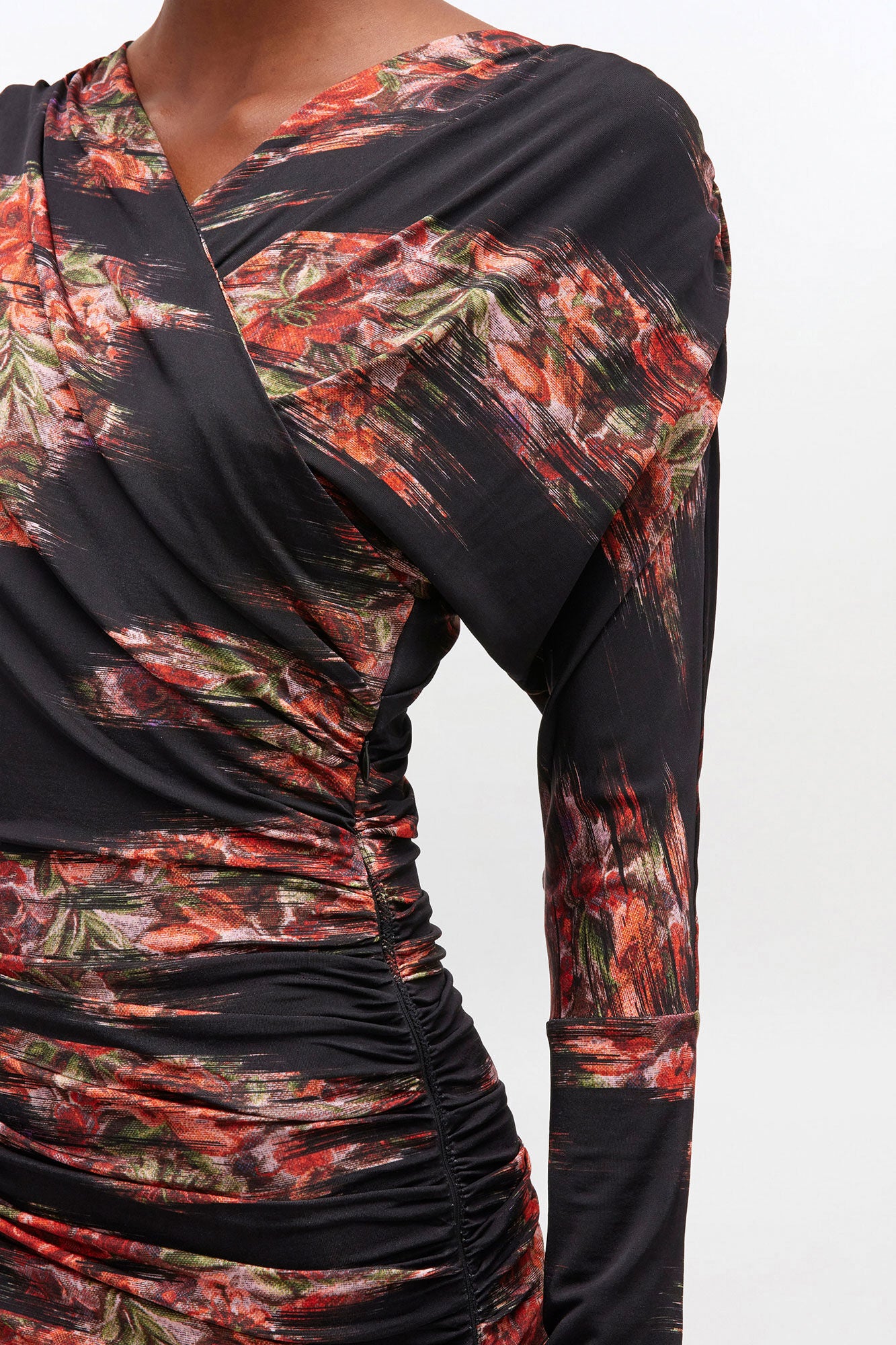 GANNI Discount Floral Ruched Dress
