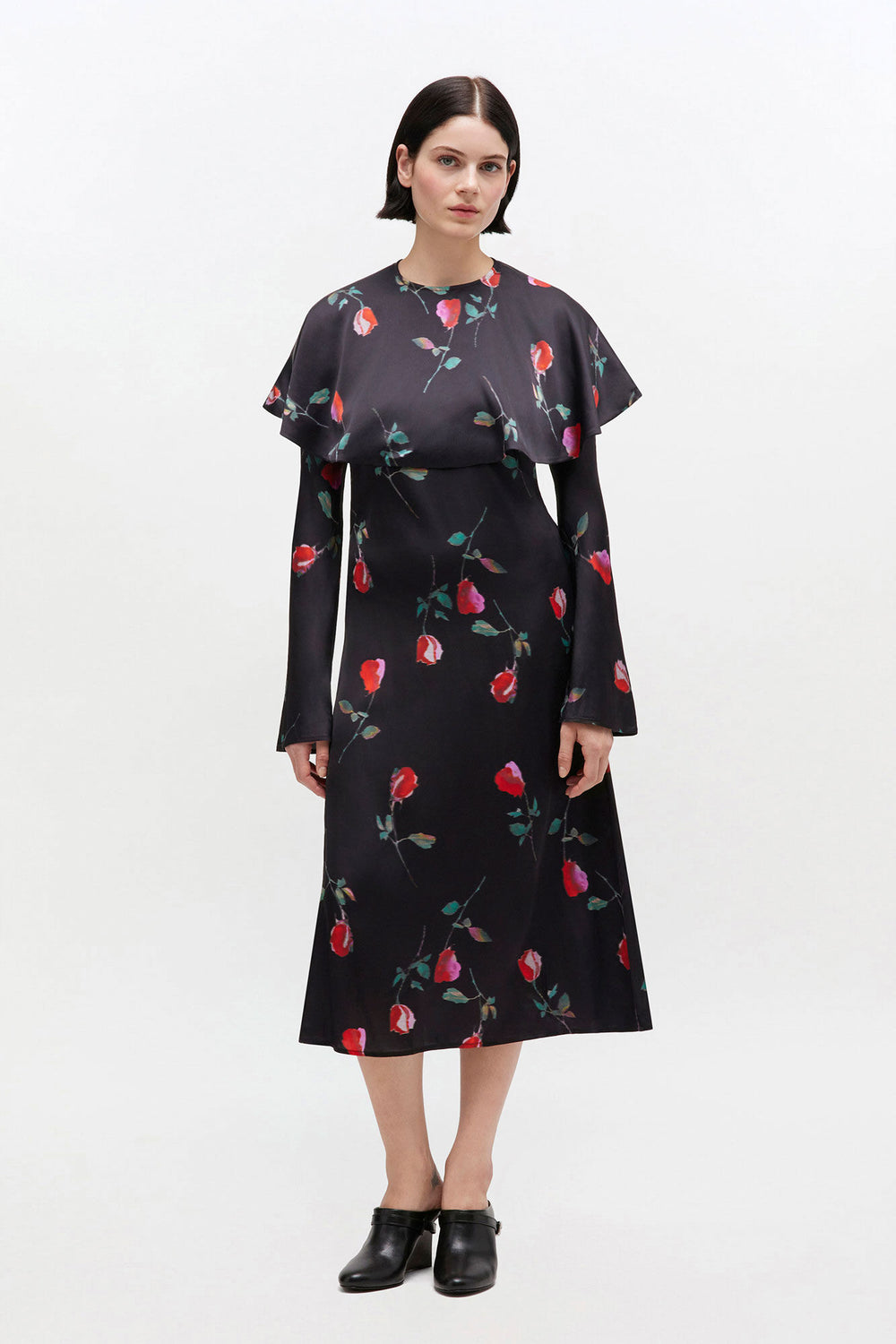 GANNI On Sale Printed Circle Collar Midi Dress