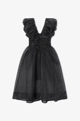 GANNI Outlet Black Organza Ruched Dress