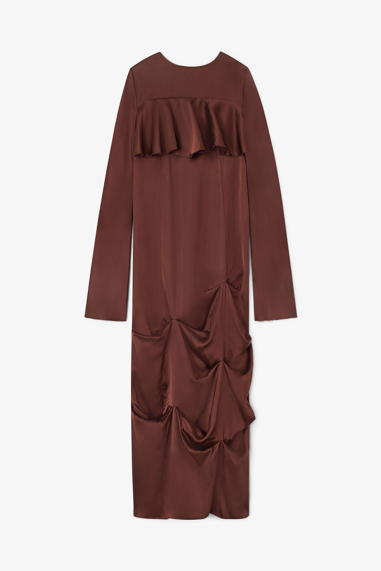 GANNI New Brown Ruffle Dress