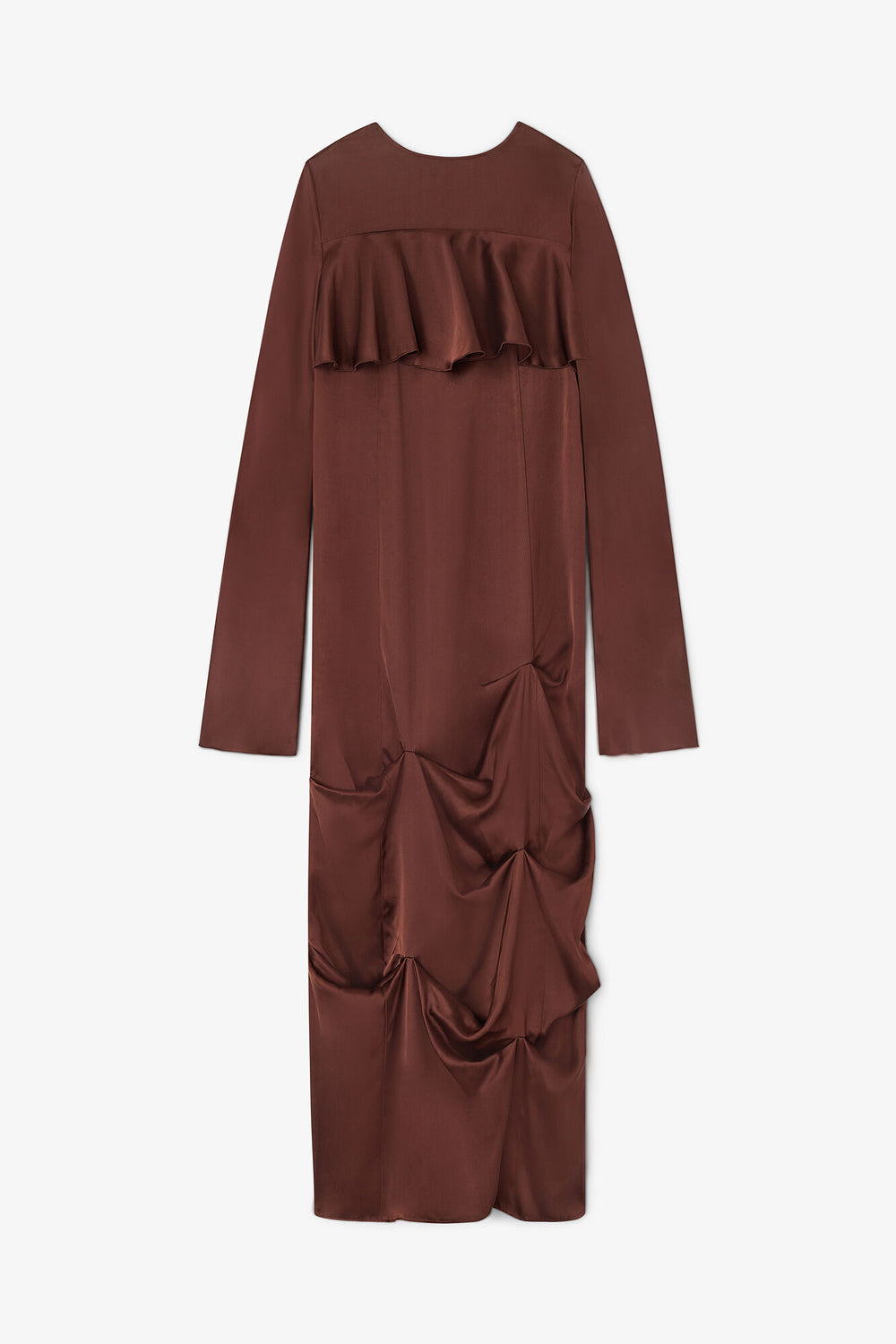 GANNI New Brown Ruffle Dress