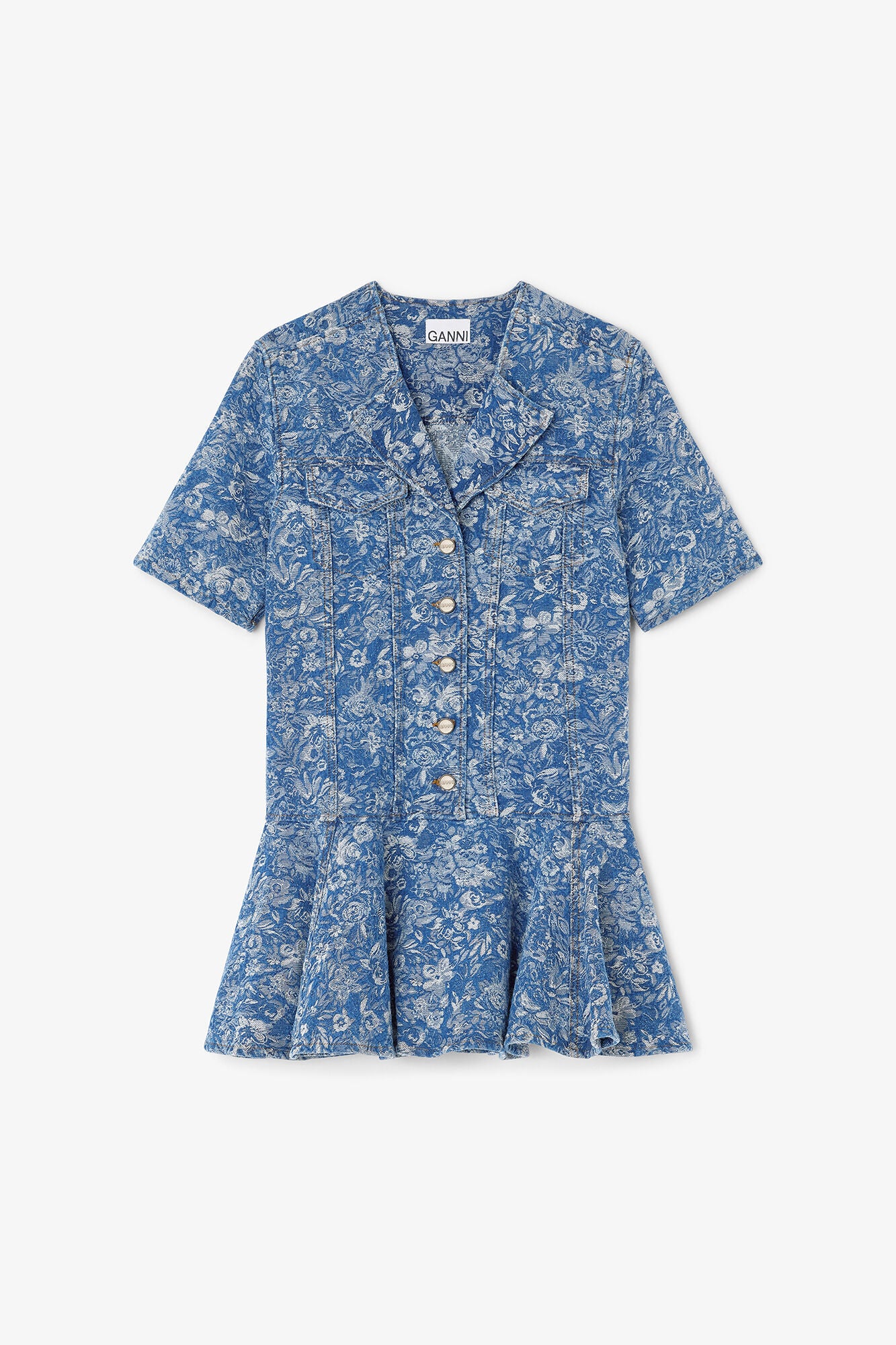 GANNI New Blue Tapestry Mini Dress