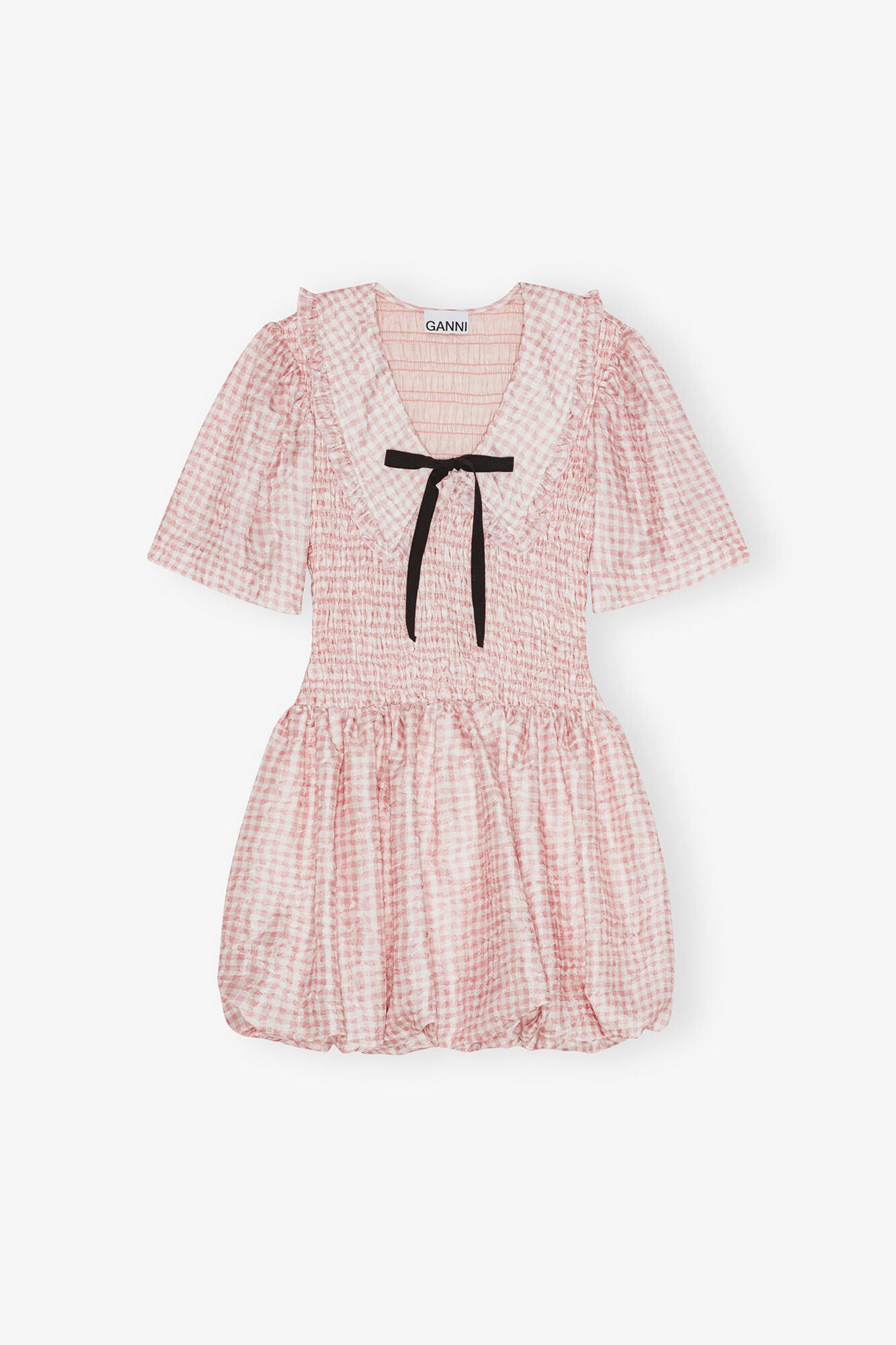GANNI For Sale Pink Check Smock Dress