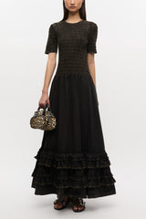GANNI New Black Washed Smock Dress