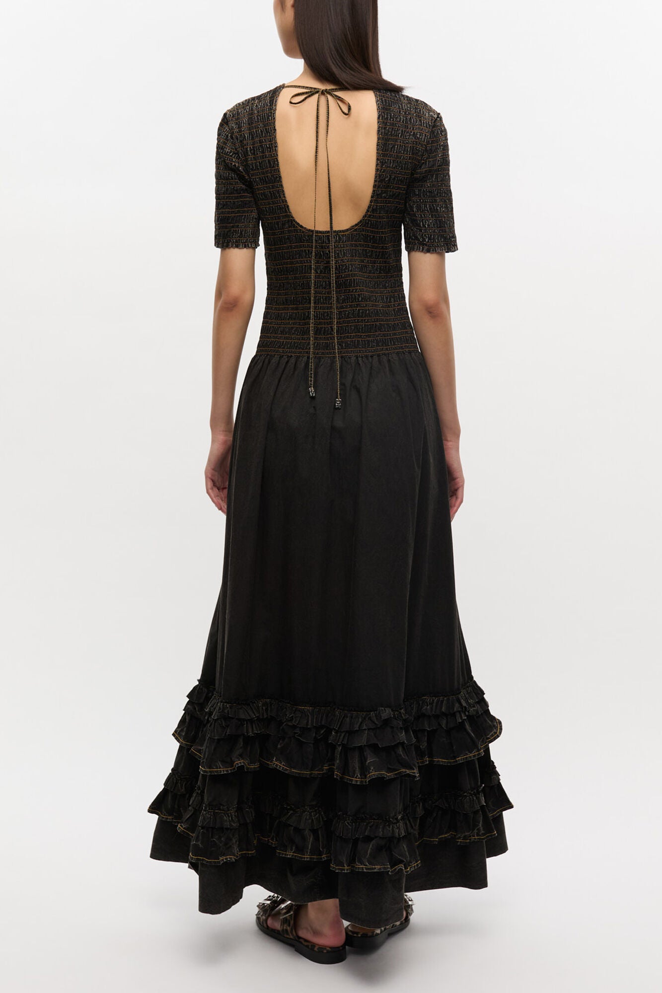 GANNI New Black Washed Smock Dress
