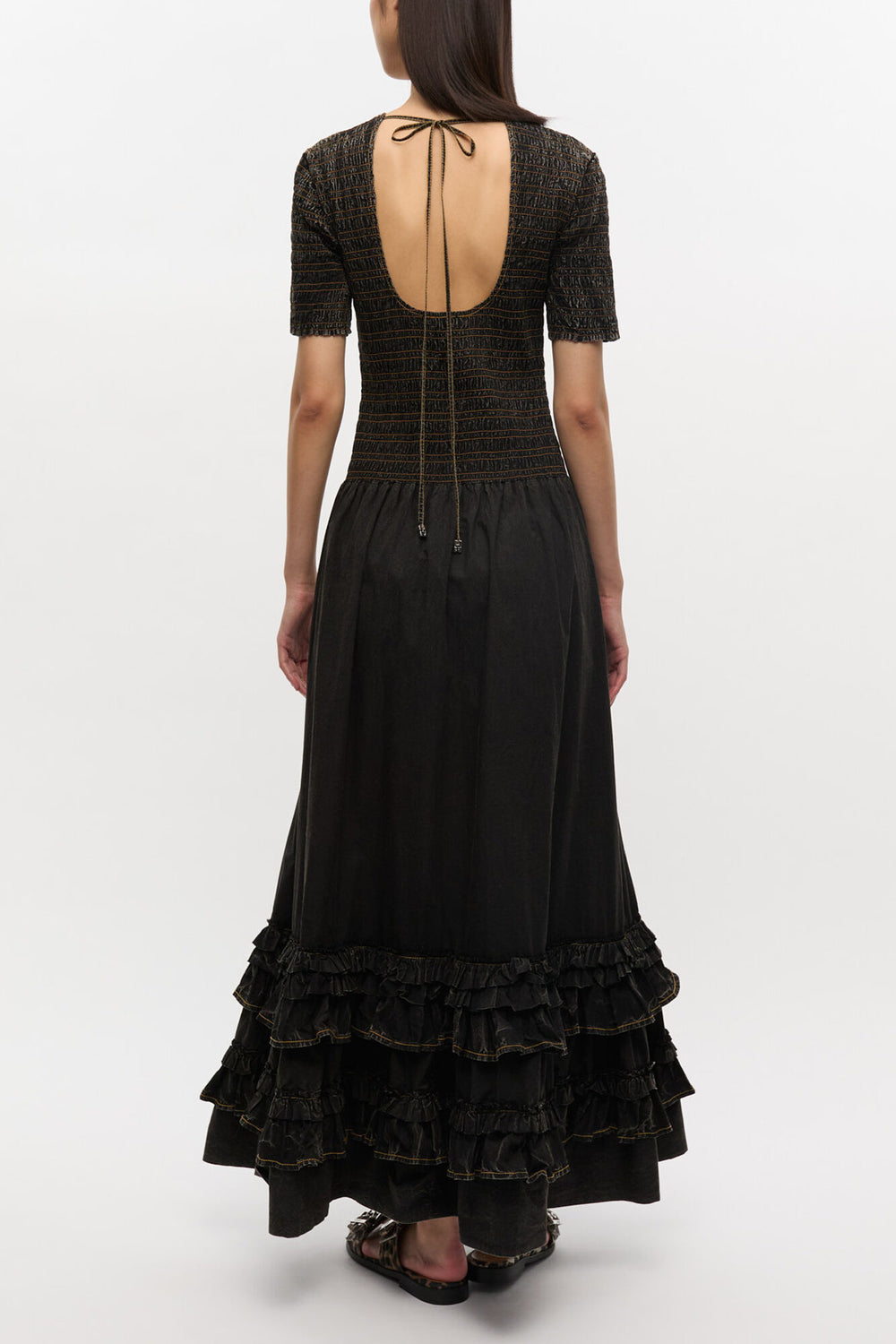 GANNI New Black Washed Smock Dress