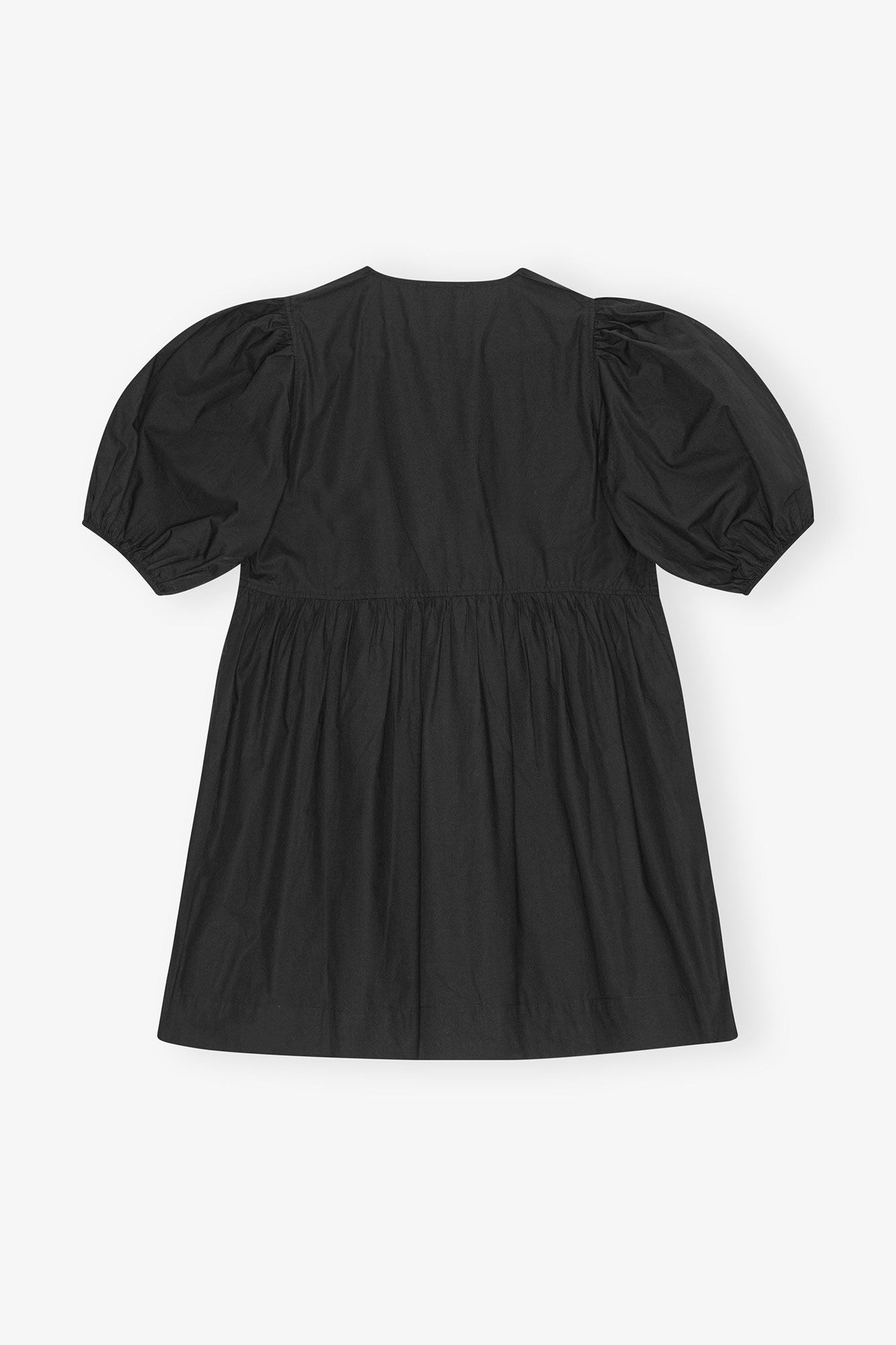 GANNI Online Black Cotton Poplin Tie String Mini Dress