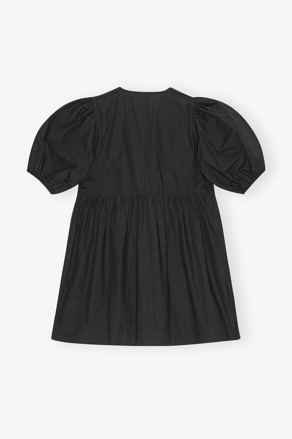 GANNI Online Black Cotton Poplin Tie String Mini Dress
