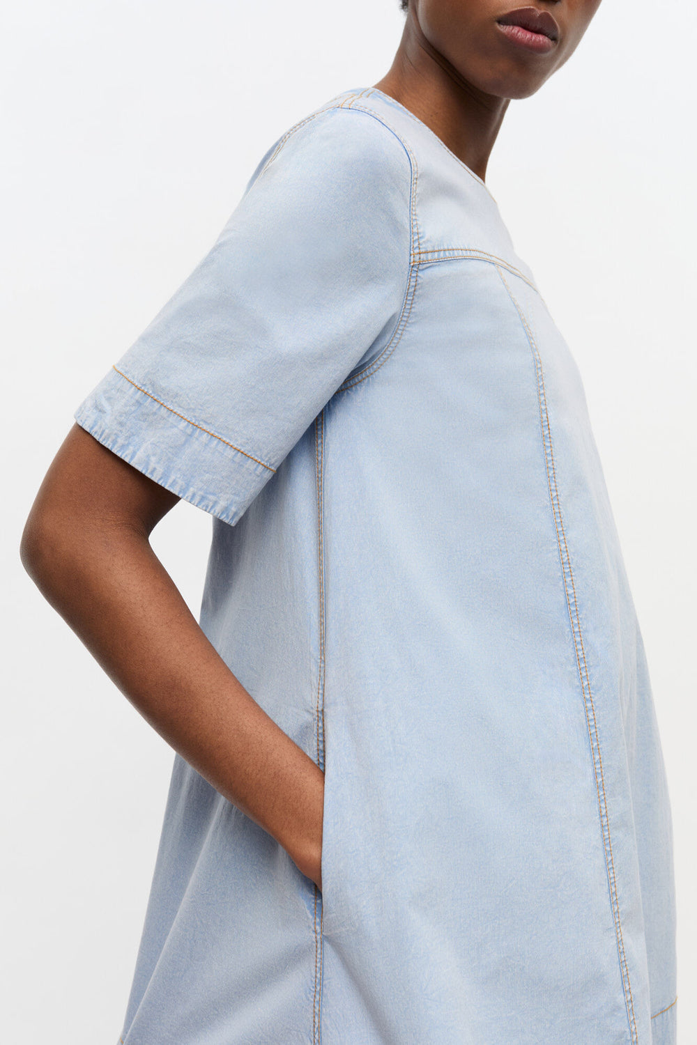 GANNI Sale Light Blue A-line Mini Denim Dress