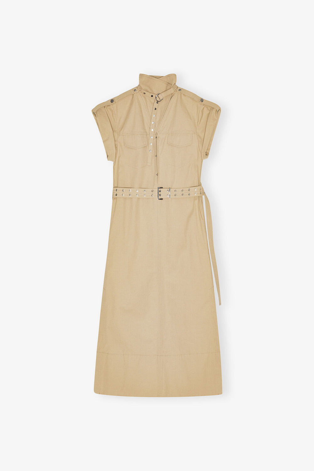 GANNI On Sale Beige Stretch Cotton Dress