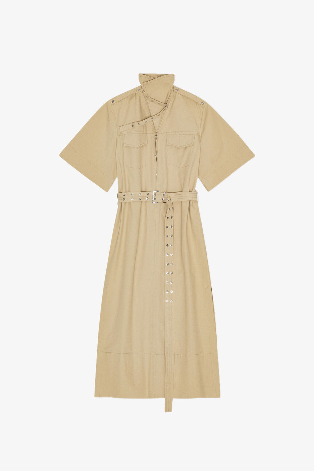GANNI On Sale Beige Stretch Cotton Dress
