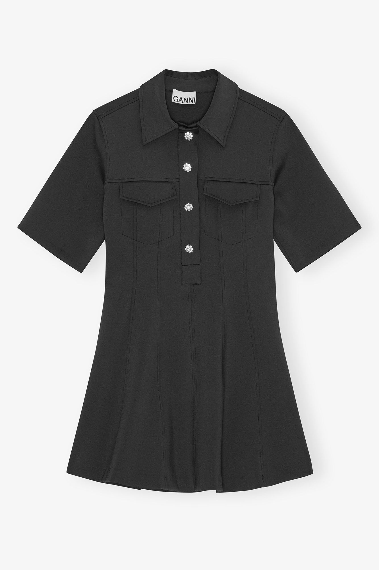 GANNI Outlet Dress in Black Neoprene