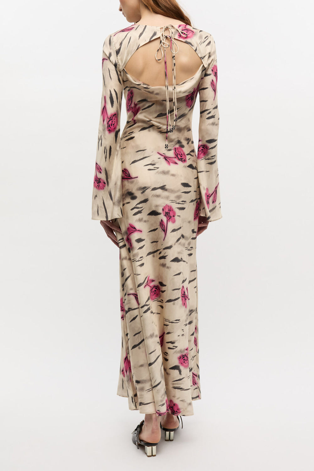 GANNI Hot Sale Floral Satin Maxi Dress