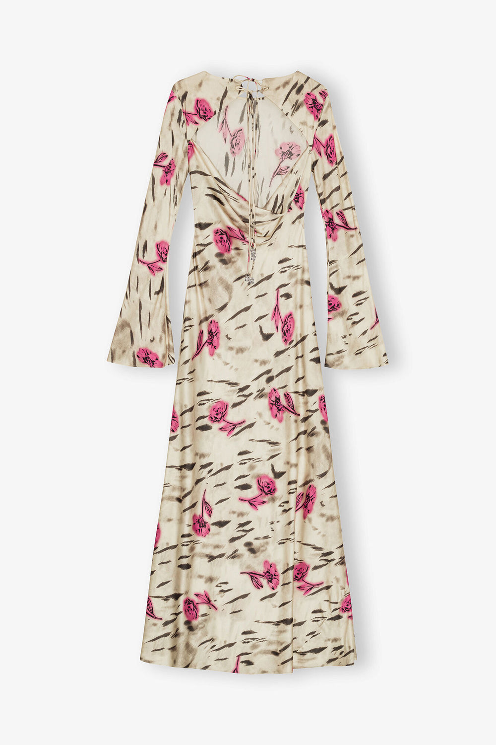 GANNI Hot Sale Floral Satin Maxi Dress