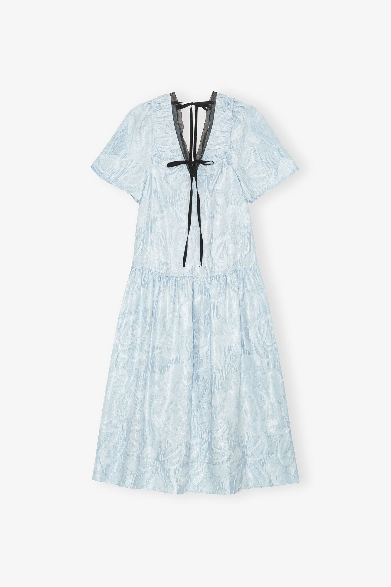 GANNI New Blue Textured Cloque Midi Dress