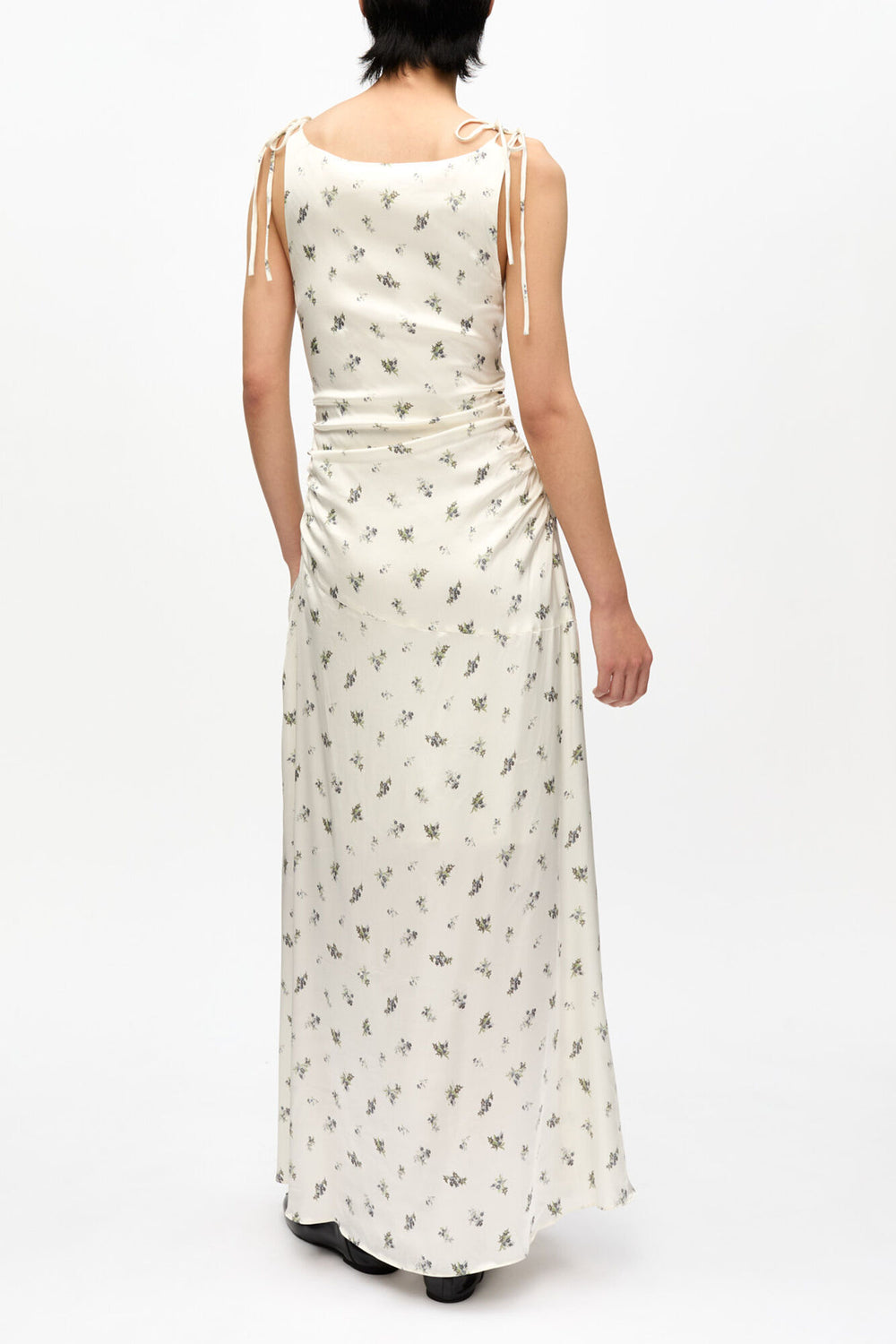 GANNI us White Satin Gathered Dress