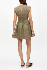GANNI Online Brown Flock Suiting Corset Mini Dress