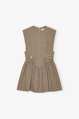GANNI Online Brown Flock Suiting Corset Mini Dress