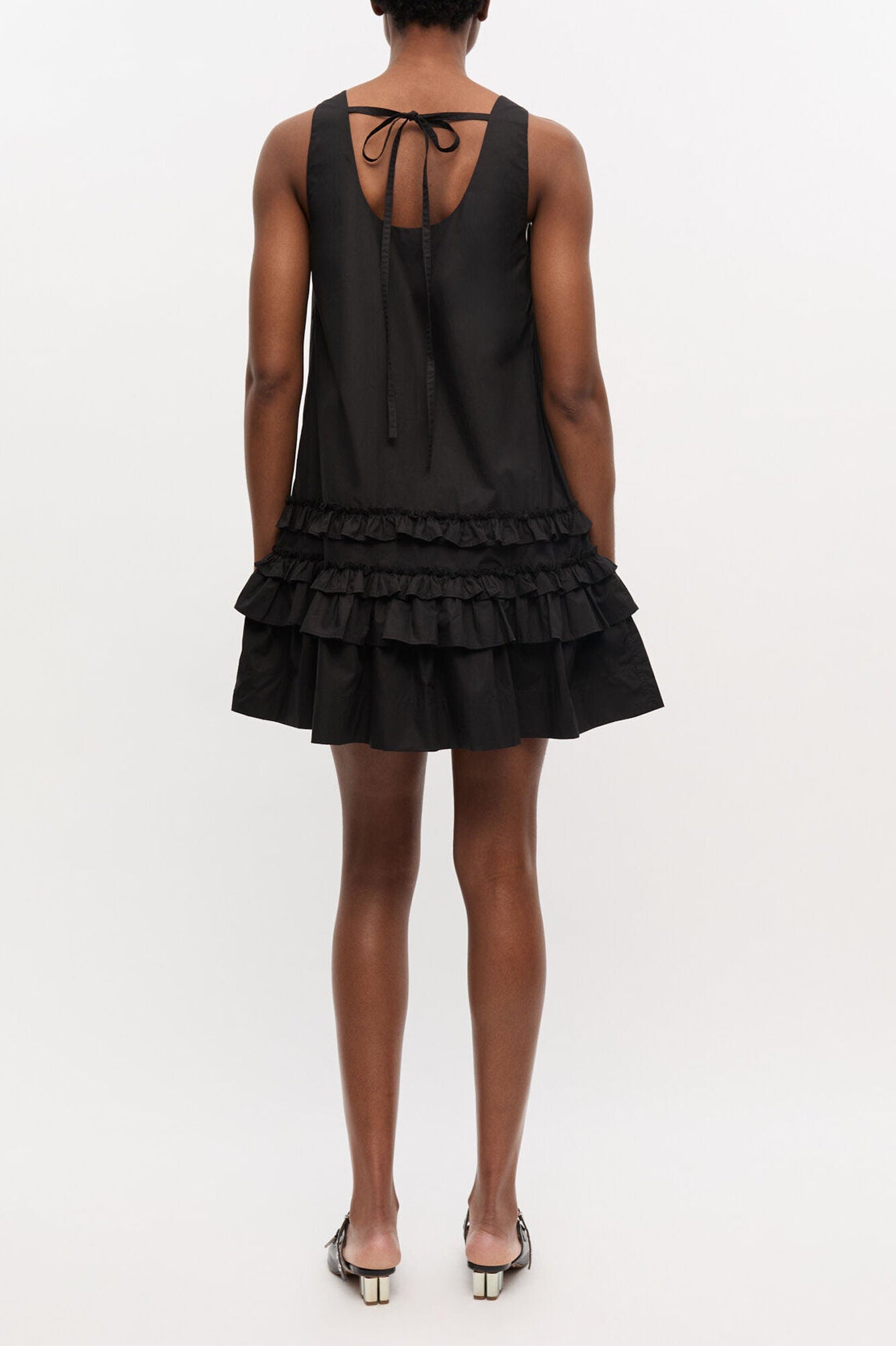 GANNI Sale Black Cotton Poplin Mini Dress