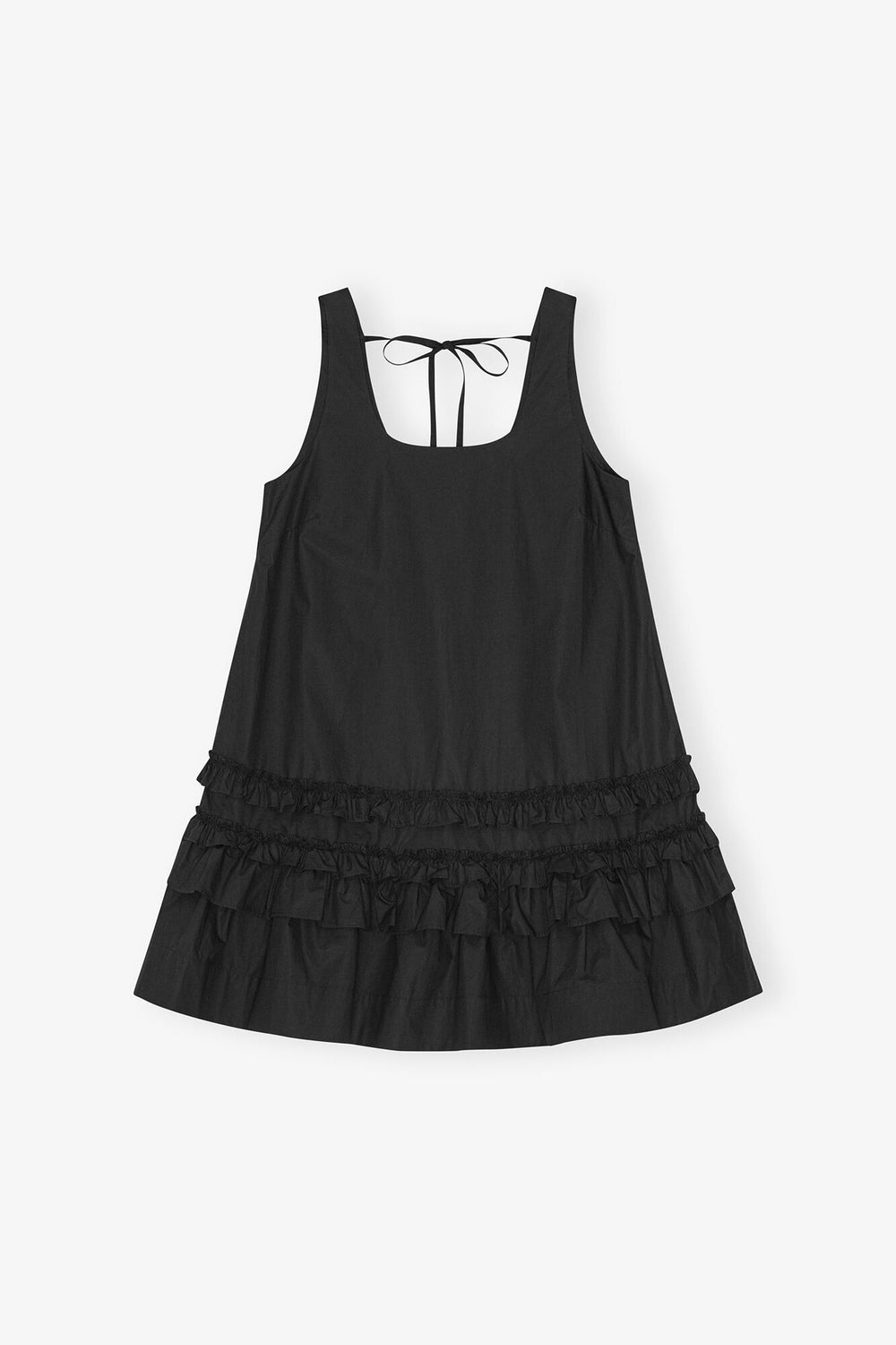 GANNI Sale Black Cotton Poplin Mini Dress