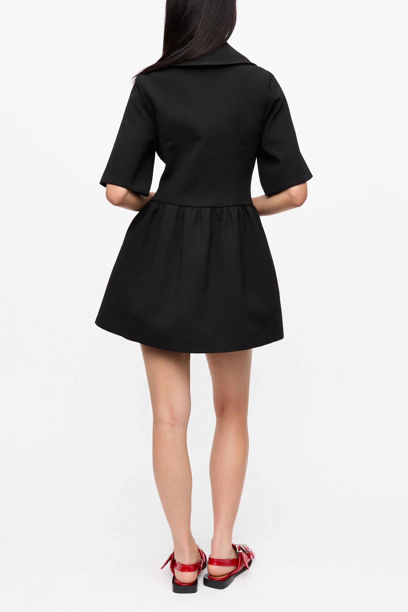 GANNI On Sale Black Bonded Crepe Mini Dress