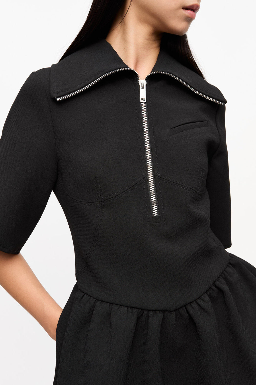 GANNI On Sale Black Bonded Crepe Mini Dress