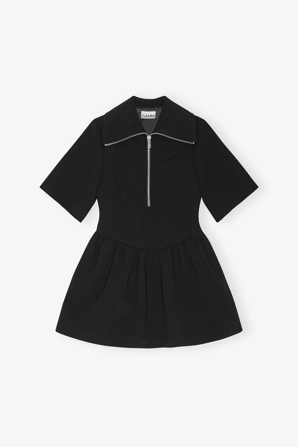 GANNI On Sale Black Bonded Crepe Mini Dress