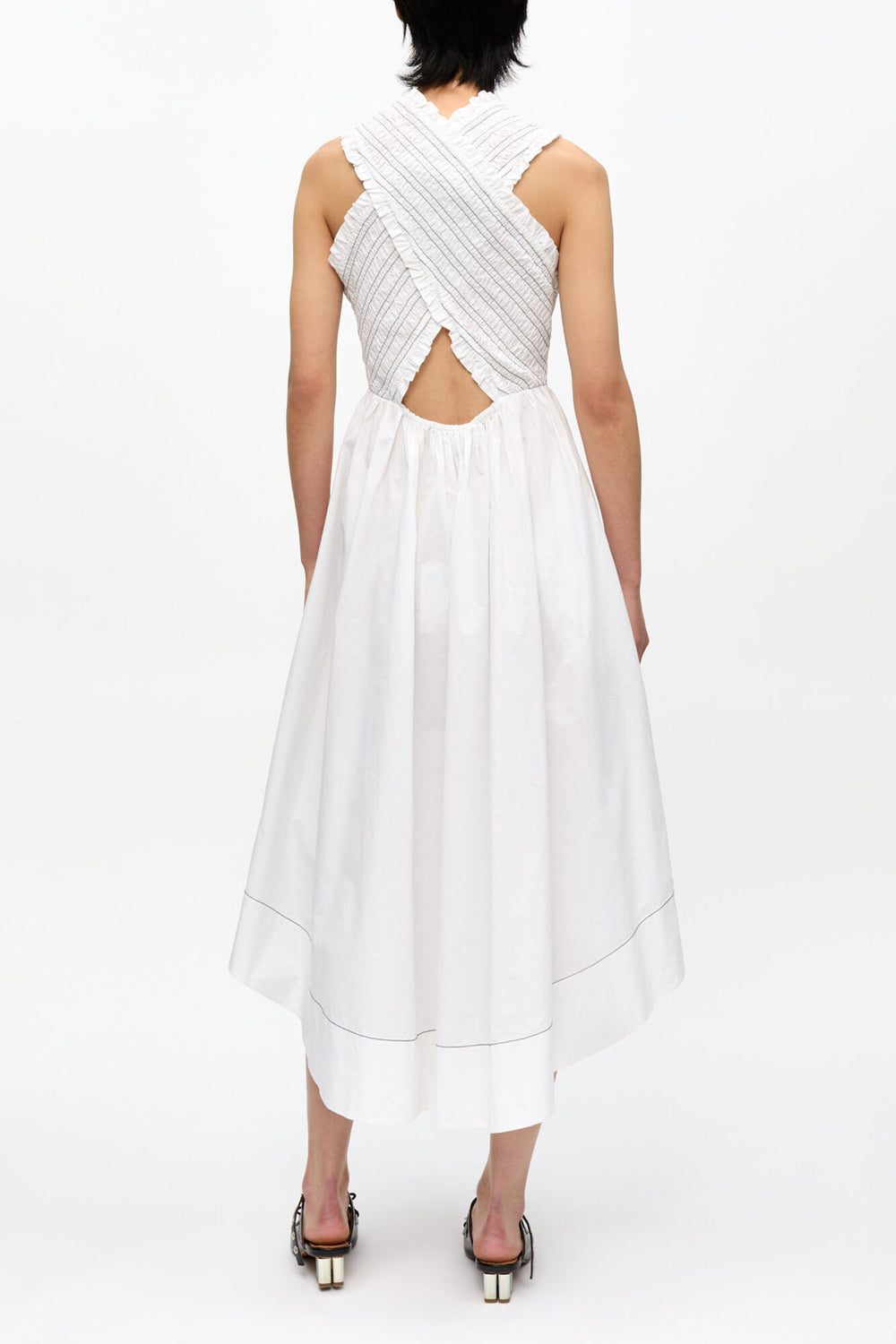 GANNI Hot Sale Washed Stretch Cotton Smock Midi Dress