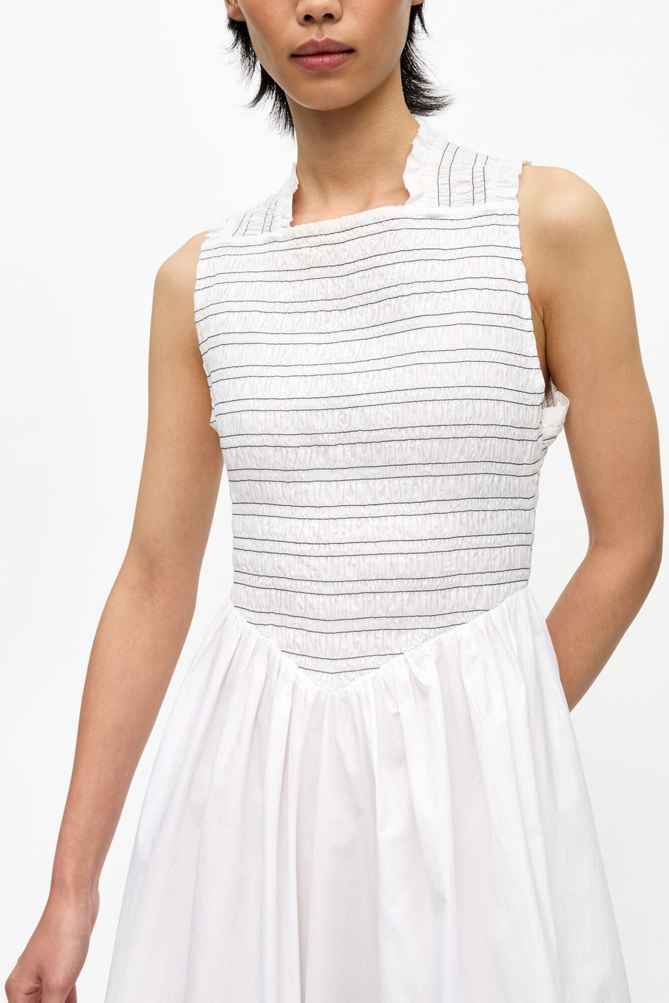 GANNI Hot Sale Washed Stretch Cotton Smock Midi Dress
