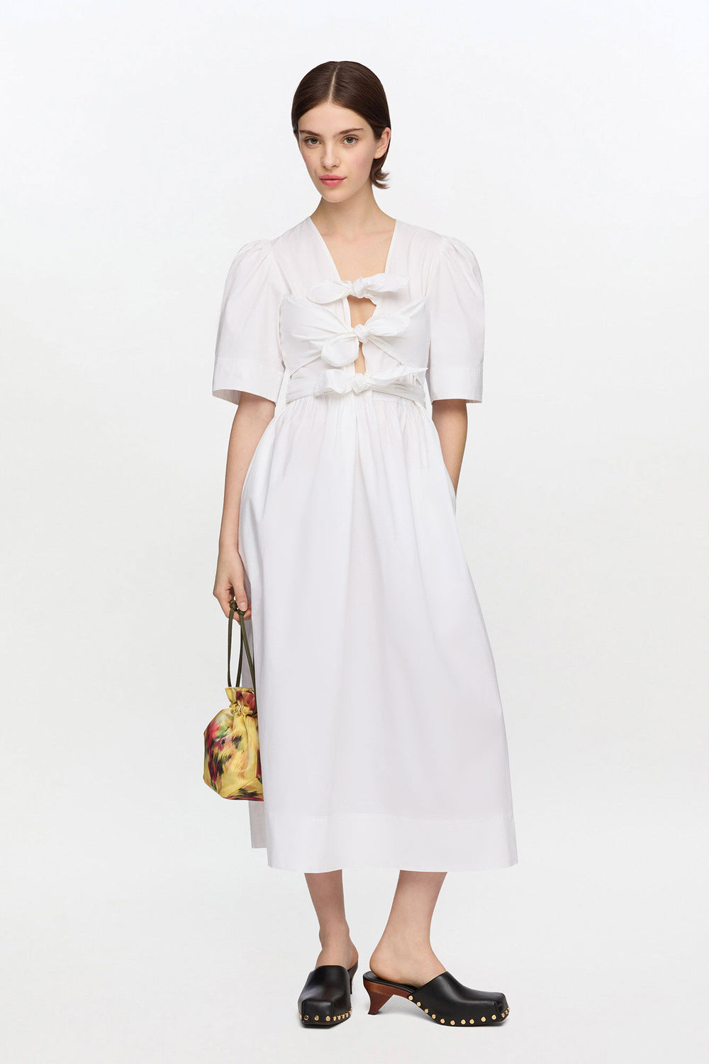 GANNI us White Stretch Cotton Dress