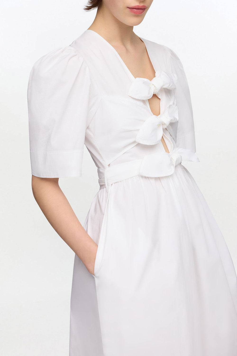GANNI us White Stretch Cotton Dress