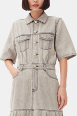 GANNI Online Grey Future Long Denim Dress