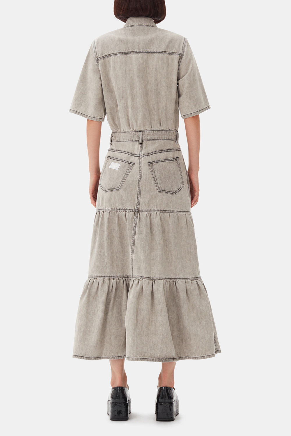 GANNI Online Grey Future Long Denim Dress