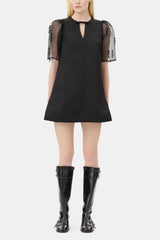 GANNI Discount Black Fringed Organza Mini Dress