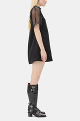 GANNI Discount Black Fringed Organza Mini Dress