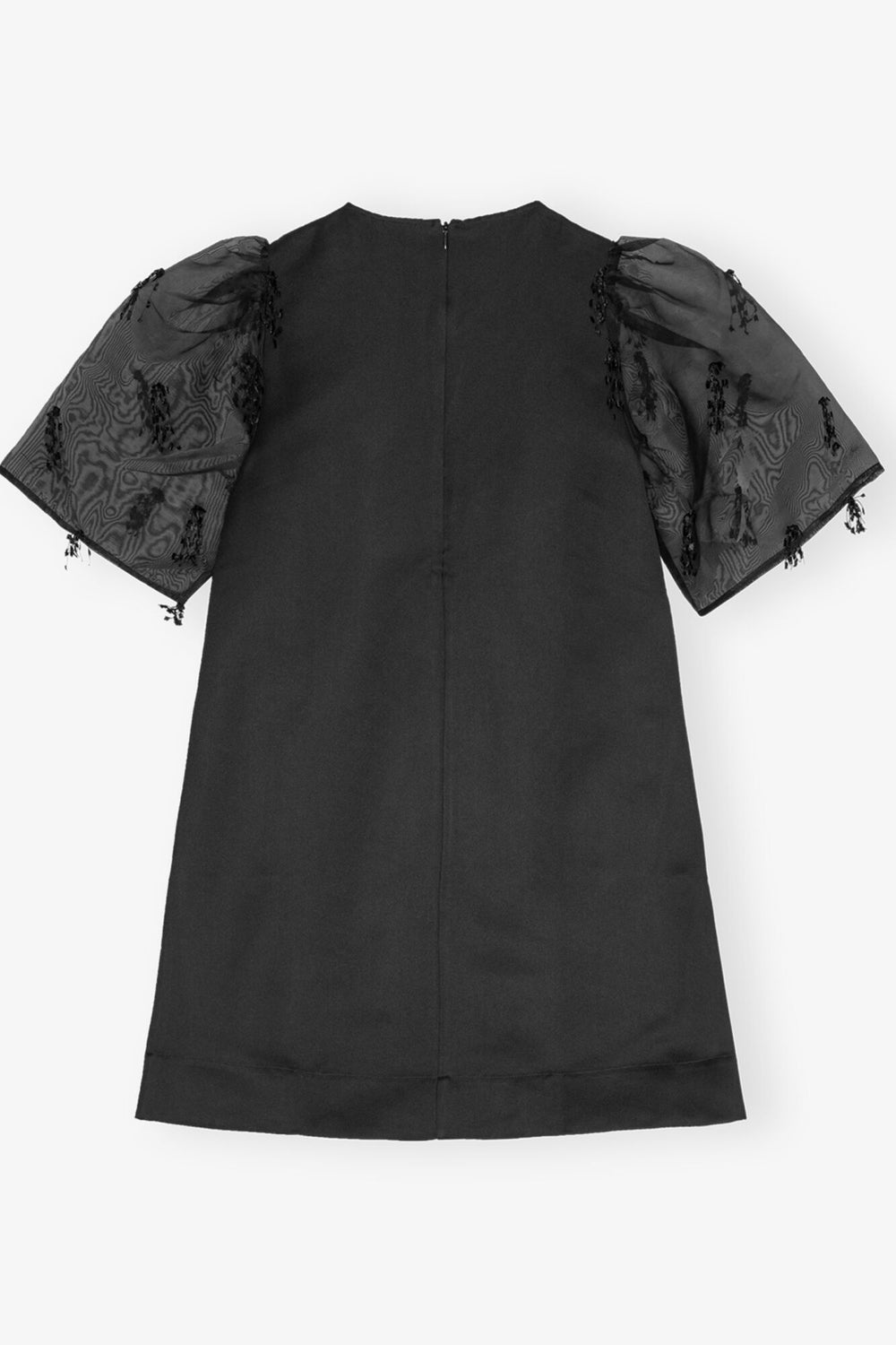 GANNI Discount Black Fringed Organza Mini Dress