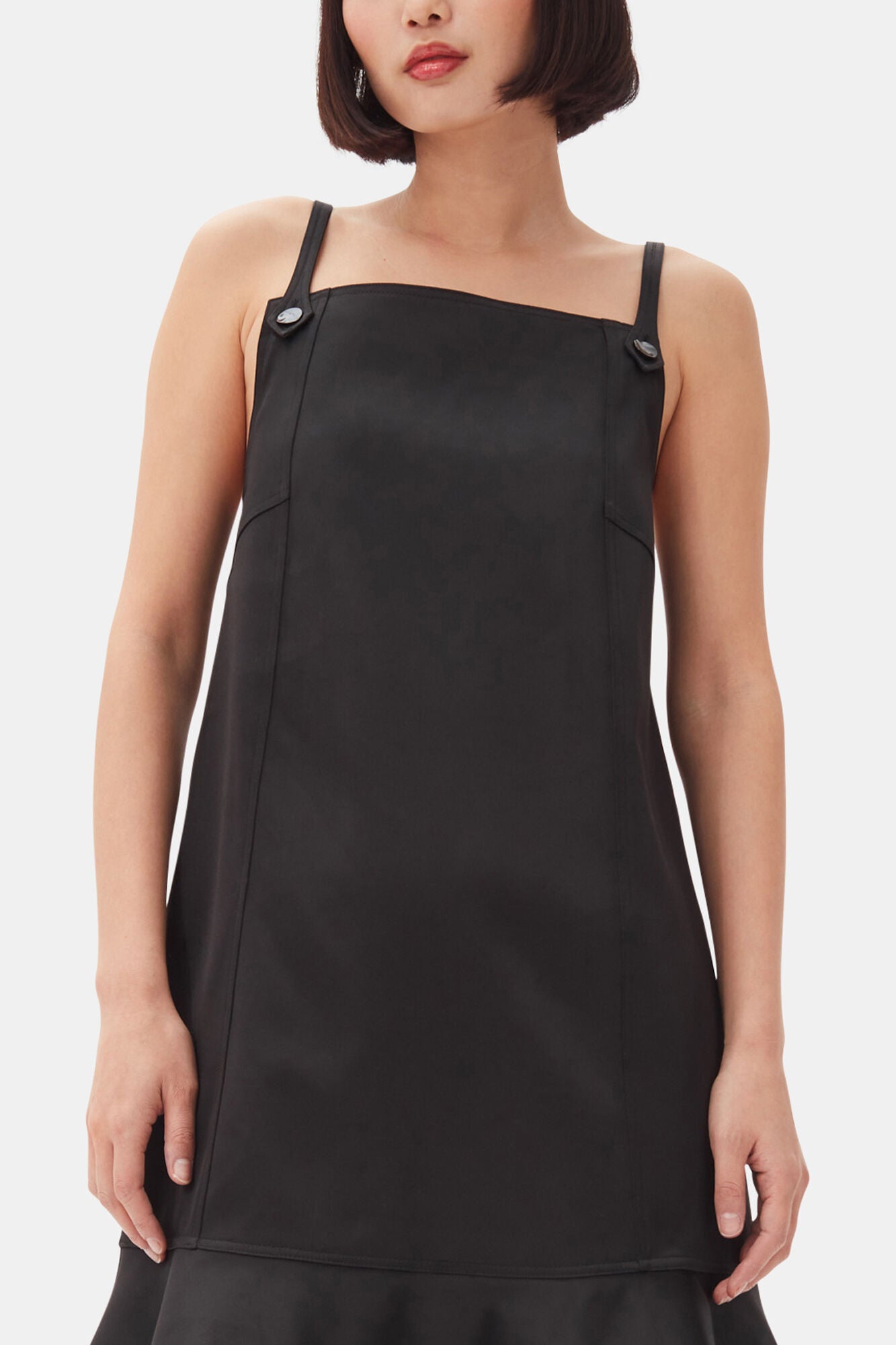 GANNI On Sale Black Duchesse Satin Mini Dress