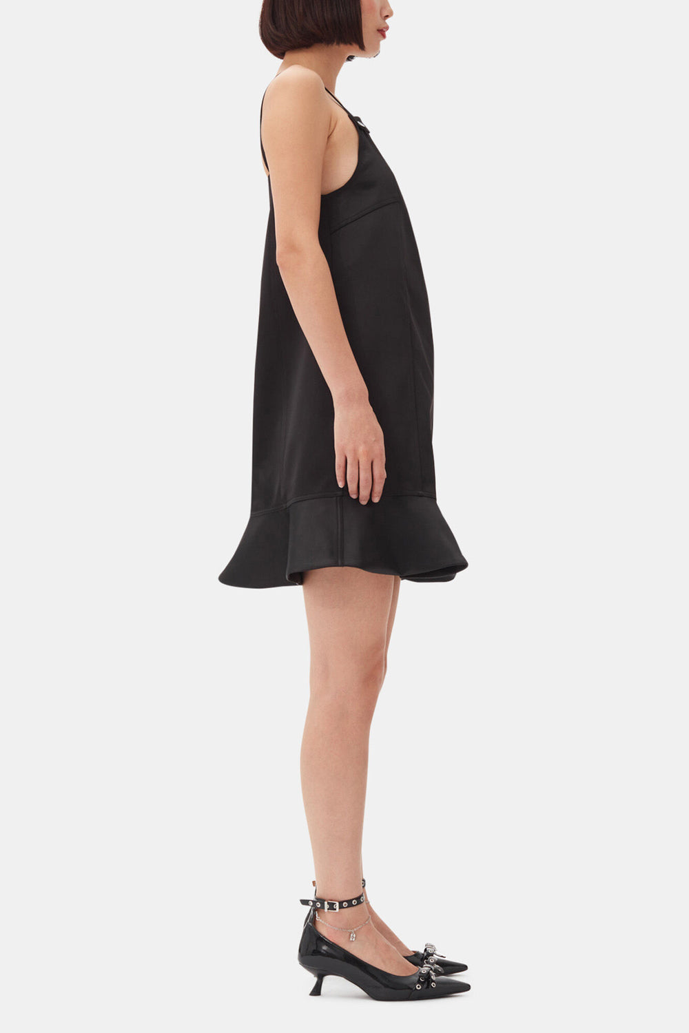 GANNI On Sale Black Duchesse Satin Mini Dress