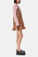 GANNI New Brown Foil Denim Mini Dress