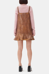 GANNI New Brown Foil Denim Mini Dress