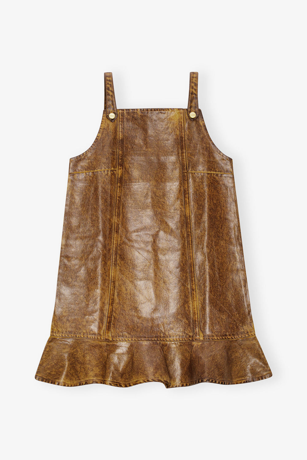 GANNI New Brown Foil Denim Mini Dress